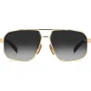 David Beckham Eyewear 61mm Rectangular Sunglasses In Gold Black