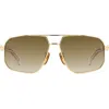 David Beckham Eyewear 61mm Rectangular Sunglasses In Gold Crystal