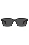 David Beckham Eyewear Db 7162/s 56mm Rectangular Sunglasses In Black