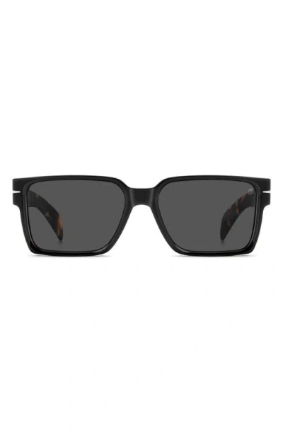 David Beckham Eyewear Db 7162/s 56mm Rectangular Sunglasses In Black
