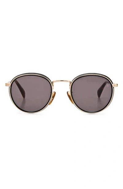 David Beckham Eyewear Eyewear By David Beckham 49mm Round Sunglasses In Black/gold/grey Blue