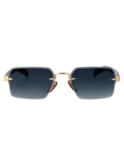 David Beckham Gold Green Metal Sunglasses