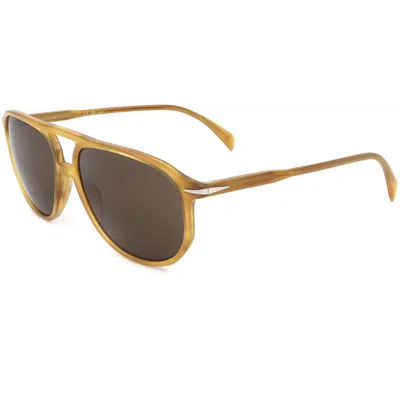 David Beckham Men's 58 Mm Yellow Sunglasses In Brown