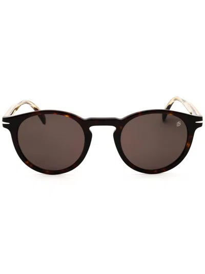 David Beckham Men's Acetate Round Sunglasses In Brown
