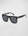 David Beckham Men's 51 Mm Grey Sunglasses In Black