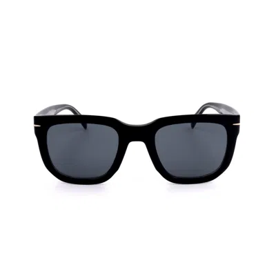 David Beckham Men's Black Rectangular Sunglasses Db 7118/s In ["blue"]