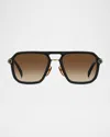 David Beckham Men's Db 7136 Acetate Rectangle Sunglasses In Matte Black Gold