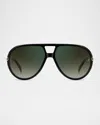 David Beckham Men's Db 99/voyager Acetate Pilot Sunglasses In Black Gold