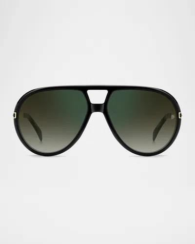 David Beckham Men's Db 99/voyager Acetate Pilot Sunglasses In Black Gold