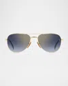 David Beckham Men's Db1175 Metal Aviator Sunglasses In Gold Black