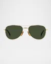 David Beckham Men's Db1175 Metal Aviator Sunglasses In Gold Havana