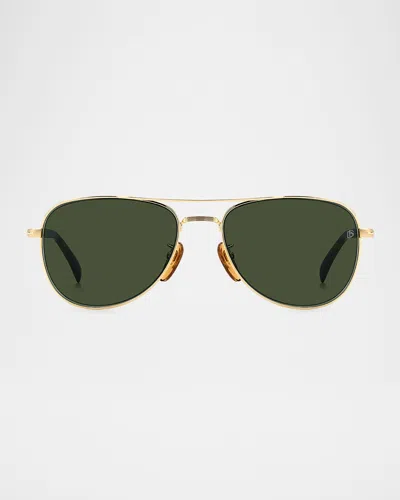 David Beckham Men's Db1175 Metal Aviator Sunglasses In Gold Havana