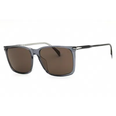 David Beckham Men's Grey Rectangular Sunglasses Db1145gs In Brown