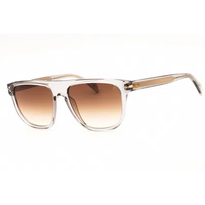 David Beckham Men's Grey Rectangular Sunglasses Db7111s In Brown