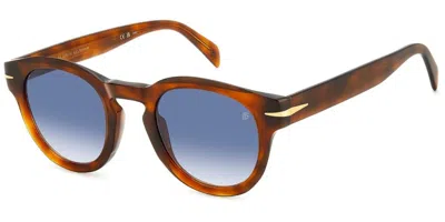 David Beckham Men's Sunglasses Db 7041/s Flat Wr9/08 49 - Havana And Gold Acetate Frame, Grey Blue G In Brown