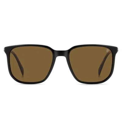 David Beckham Prescription Glasses Db 1210/c Ppo Black Yellow/transparent With Polarized Clip For Me In Brown