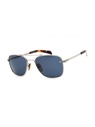 David Beckham Rectangular Metal Sunglasses For Men In Blue