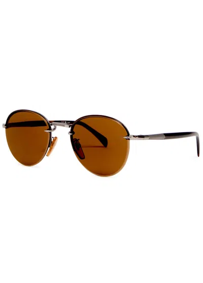 David Beckham Rimless Round-frame Sunglasses In Brown