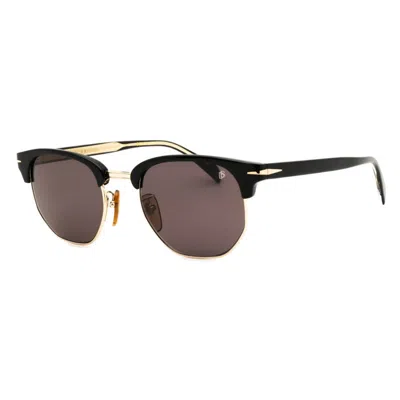 David Beckham Sunglasses Browline Full Rim, Black Gold Frame And Grey Lens Db1002/s02m2ir
