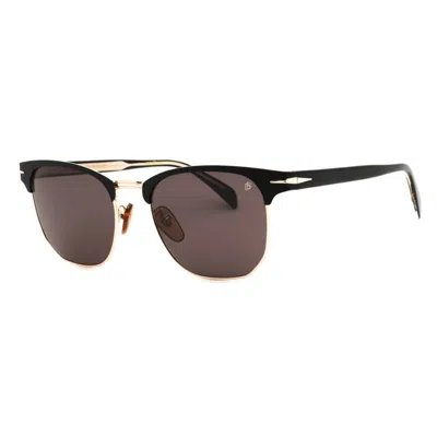 David Beckham Sunglasses Browline Full Rim, Matte Black/gold Frame And Grey Lens Db7057/f/s0i46ir