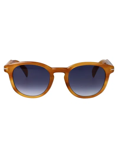 David Beckham Yellow Horn Acetate Sunglasses In Brown