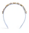 David Charles Diamanté And Faux Pearl-embellished Headband In Blue