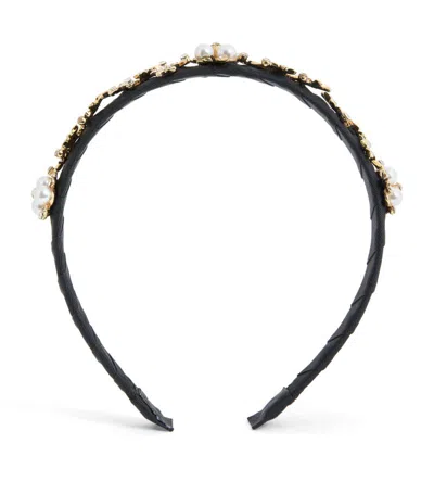 David Charles Kids' Embellished Floral Headband In Black