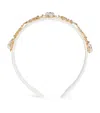 David Charles Embellished Leaf Headband In Ivory