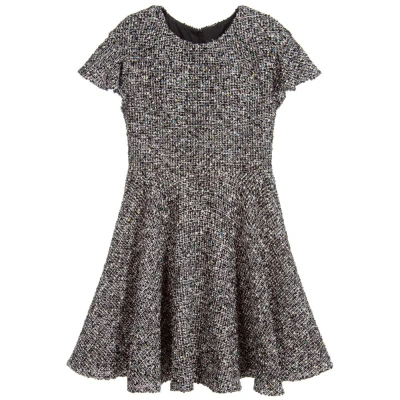 David Charles Kids' Girls Black Tweed Dress