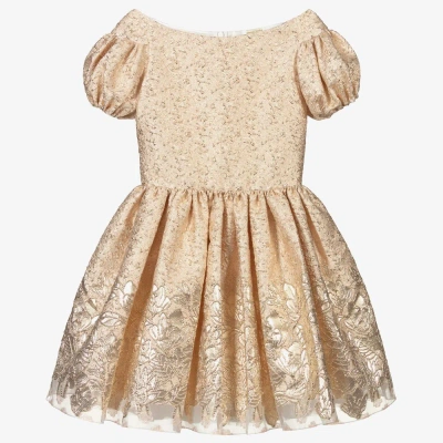 David Charles Kids' Girls Gold Jacquard Dress