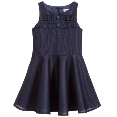 David Charles Kids' Girls Navy Blue Ruffle Dress