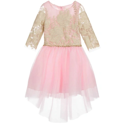 David Charles Kids' Girls Pink & Gold Tulle Dress