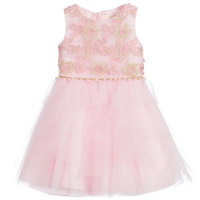David Charles Kids' Girls Pink Embroidered Dress