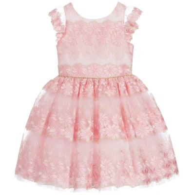 David Charles Kids' Girls Pink Embroidered Dress