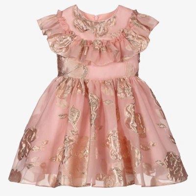 David Charles Kids' Girls Pink Floral Organza Dress