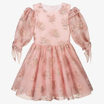 David Charles Kids' Girls Pink Jacquard Dress