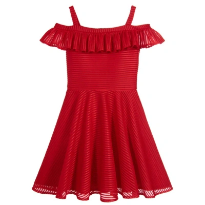 David Charles Kids' Girls Red Ruffle Dress