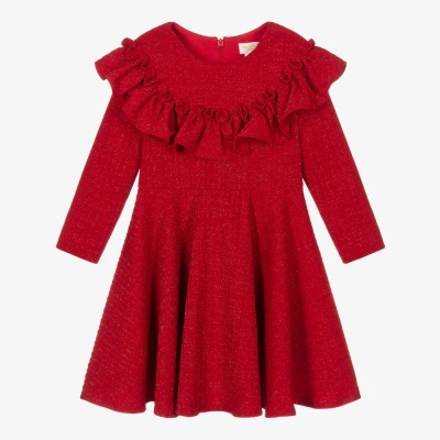 David Charles Kids' Girls Red Ruffle Dress