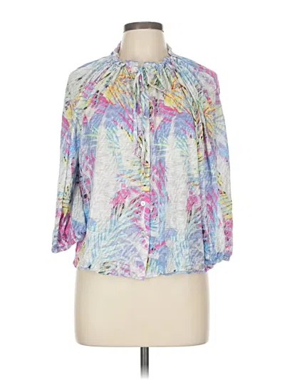 Pre-owned David Cline 3/4 Sleeve Blouse In Blue