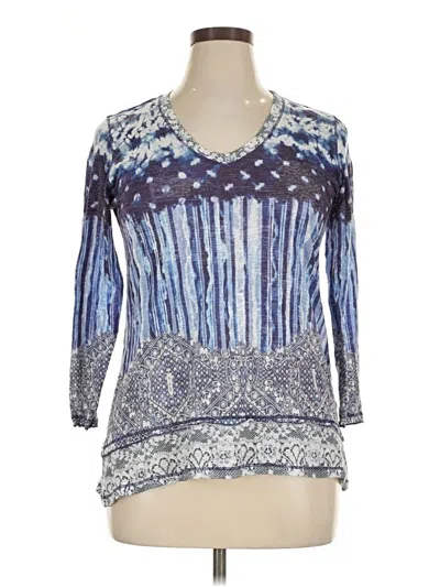 Pre-owned David Cline 3/4 Sleeve Blouse In Blue
