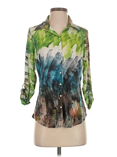 Pre-owned David Cline 3/4 Sleeve Blouse In Green