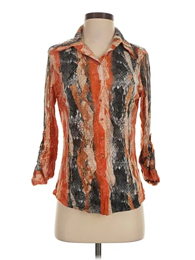 Pre-owned David Cline 3/4 Sleeve Blouse In Orange