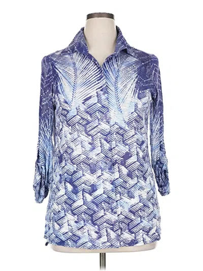Pre-owned David Cline 3/4 Sleeve Blouse In Purple