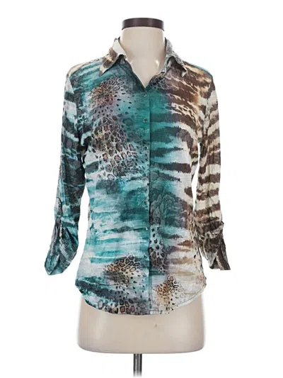 Pre-owned David Cline 3/4 Sleeve Blouse In Teal