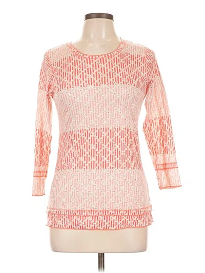 Pre-owned David Cline 3/4 Sleeve Top Orange Square Neckline Tops