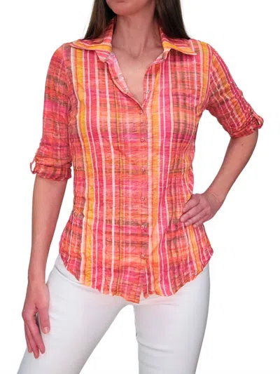 David Cline Button Down 3/4 Sleeve Shirt In Coral In Pink