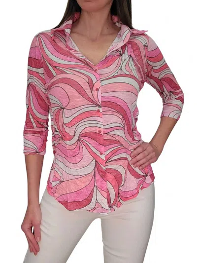 David Cline Crushed 3/4 Sleeve Shirt In Petal In Pink