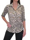David Cline Crushed Rolled Up Sleeve Shirt In Skin In Animal Print