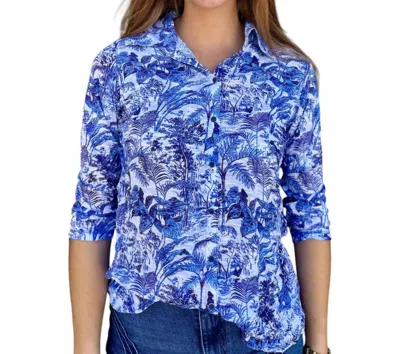 David Cline Crushed Shirt In Navy Toile In Blue