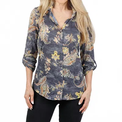 David Cline Freida Roll-up Sleeve Shirt In Night In Blue